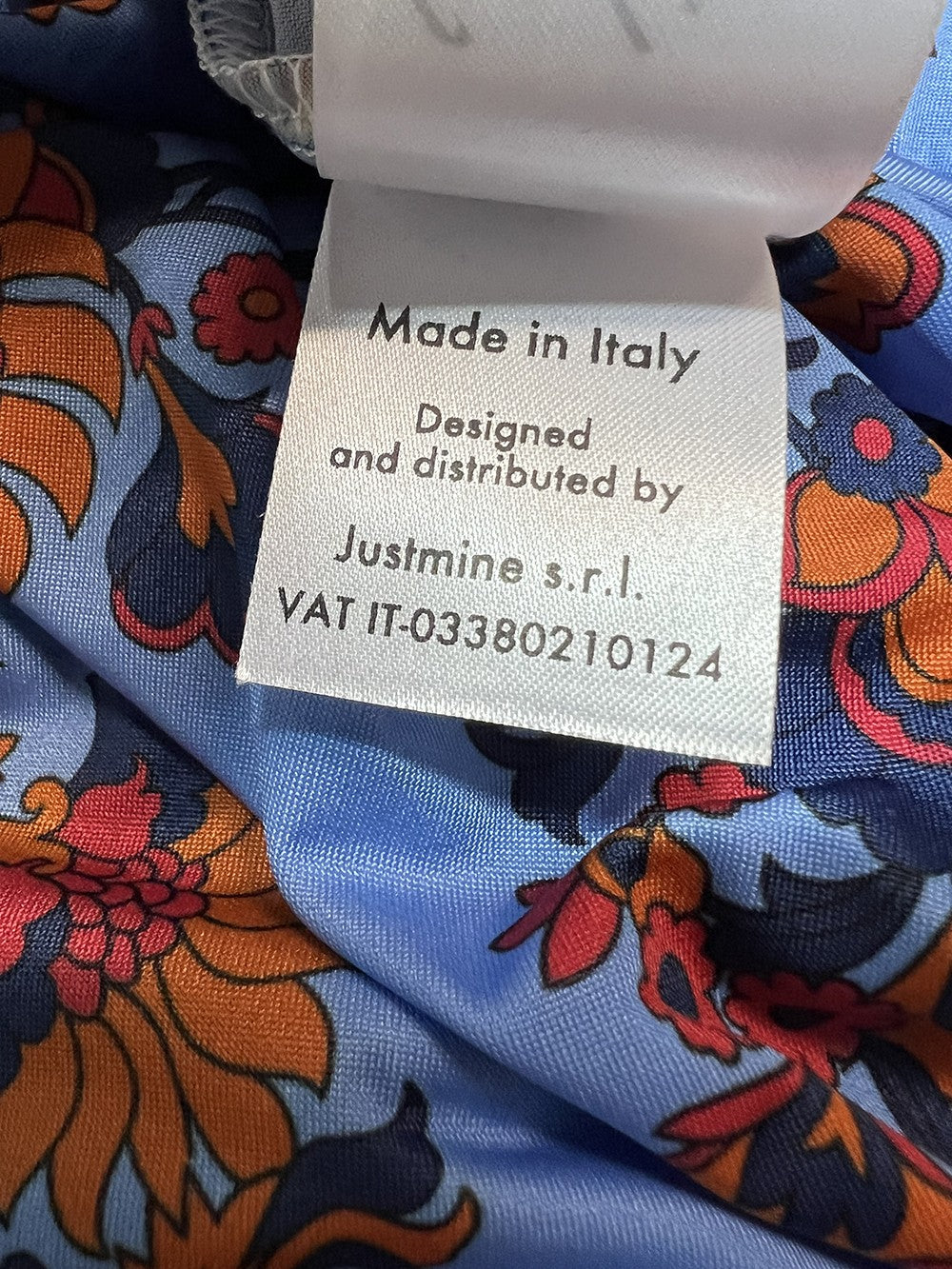 FEELING by JUSTMINE pantalone jersey fantasia floreale azzurro/multicolor E2624 6100 MADE IN ITALY