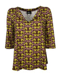 JUSTMINE maglia fantasia amarena/giallo E2791 1136 MADE IN ITALY