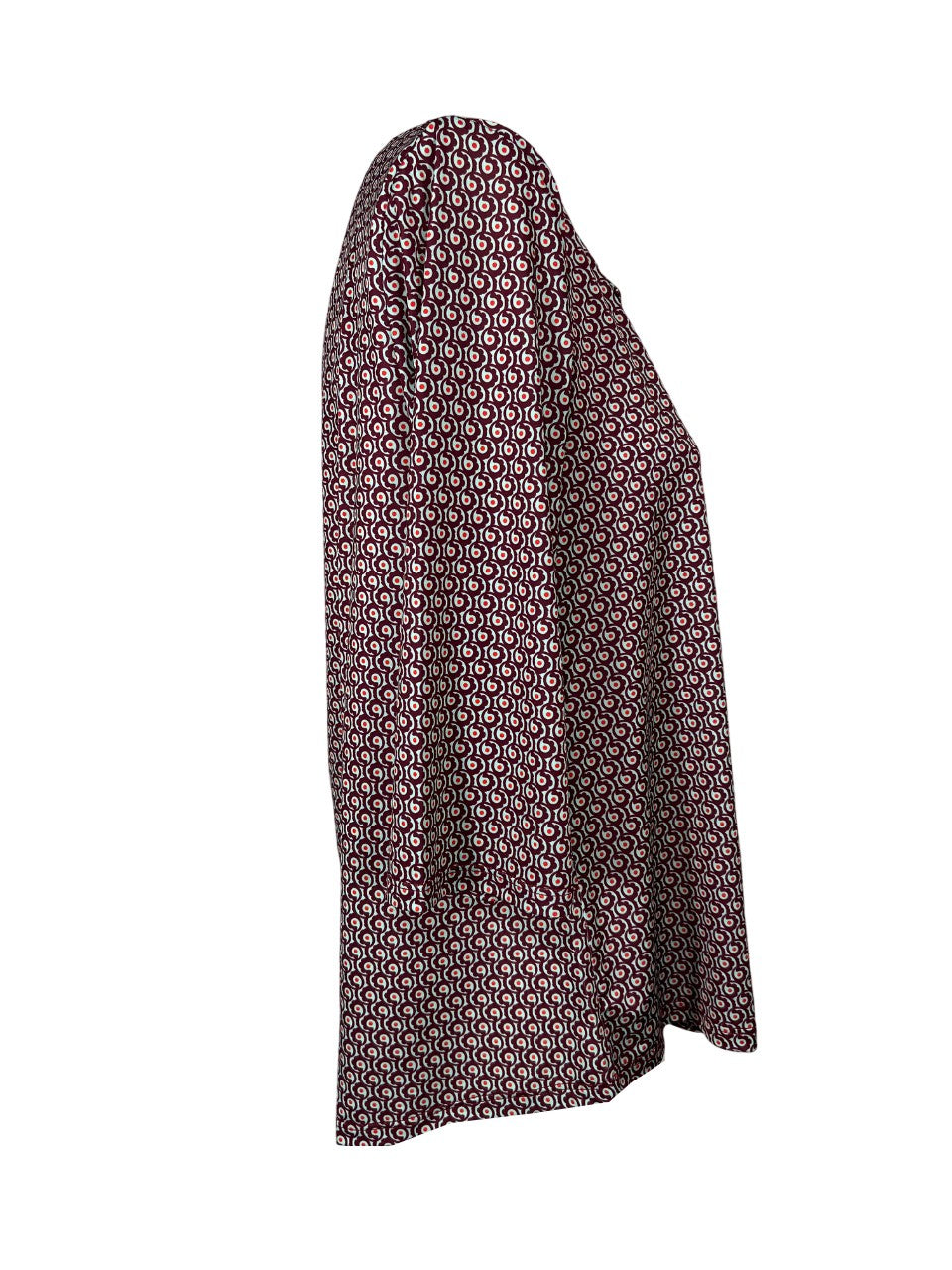 JUSTMINE maglia fantasia amarena/acqua  E2791 1143 BASIC BLOUSE MADE IN ITALY