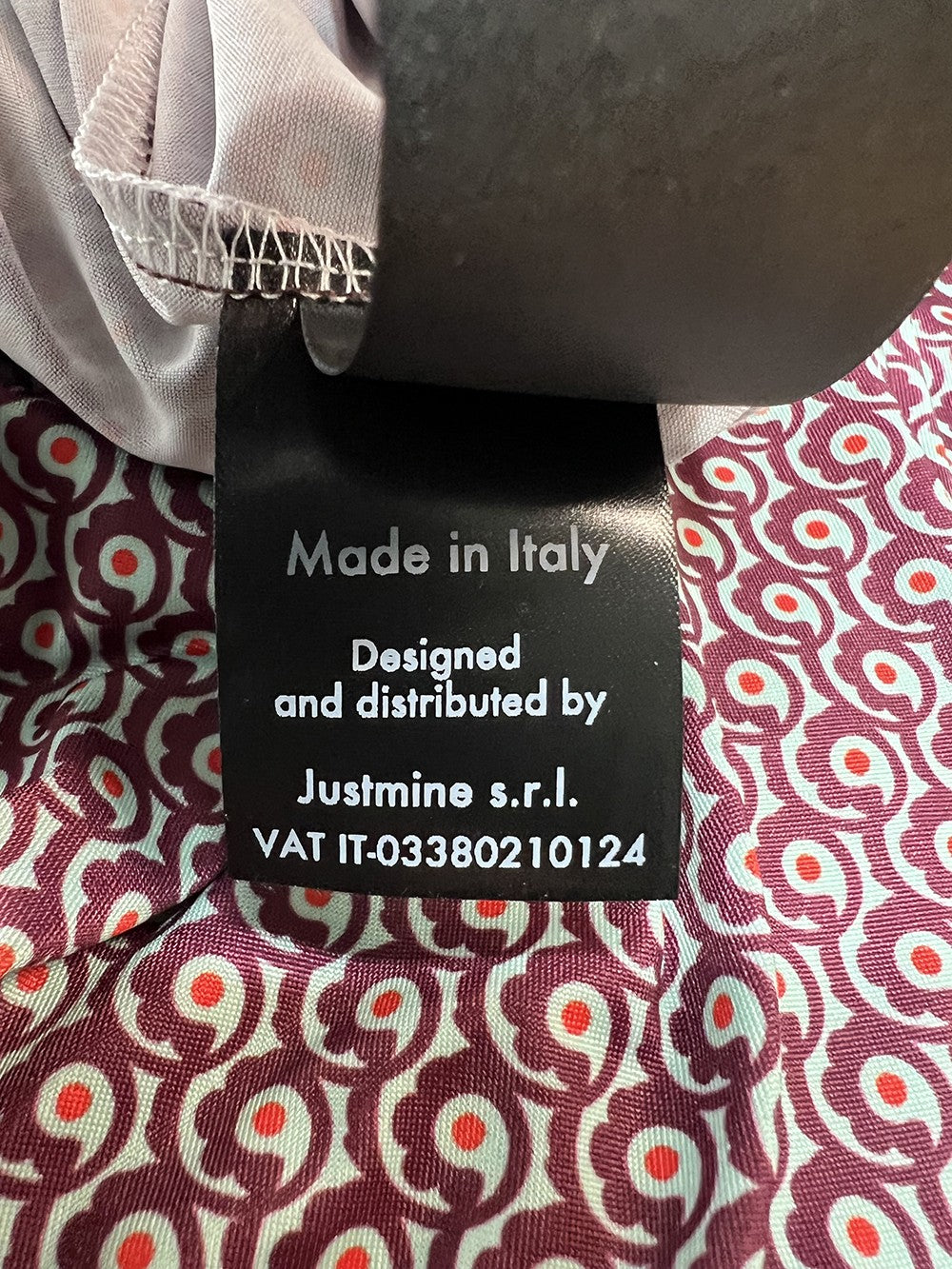 JUSTMINE maglia fantasia amarena/acqua  E2791 1143 BASIC BLOUSE MADE IN ITALY