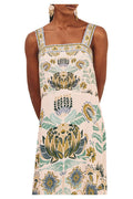 NEKANE abito donna stampa fiore di loto ecru/blu PALCHA 100% modal