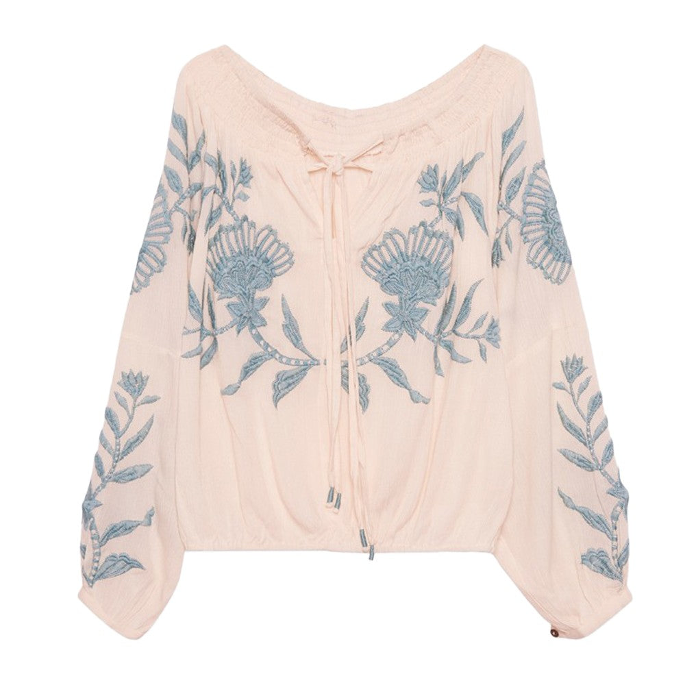 Nüd by NEKANE blusa donna ecru con ricami acqua WISAA 100% viscosa