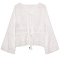 Nüd by NEKANE blusa donna bianco con ricami in tinta NURZA 100% cotone
