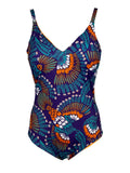 FEELING by JUSTMINE costume intero double-face coppa C  viola/multicolor A784C 6104 MADE IN ITALY