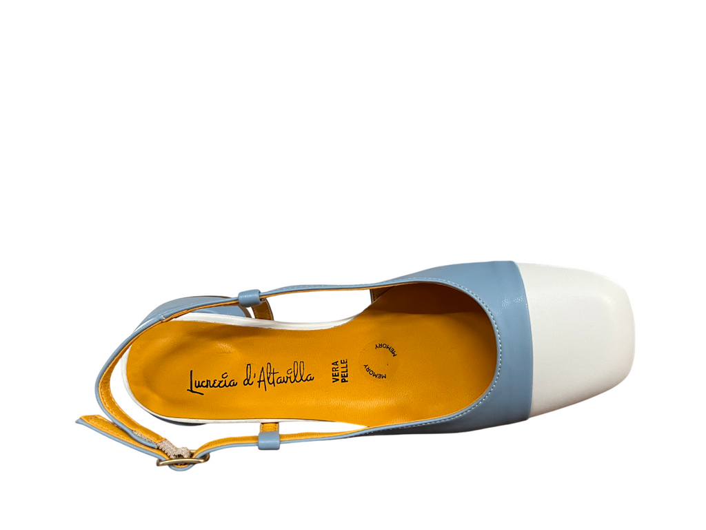 LUCREZIA D’ALTAVILLA slingback bicolore punta quadrata 2029 LIZ ECOPELLE MADE IN ITALY