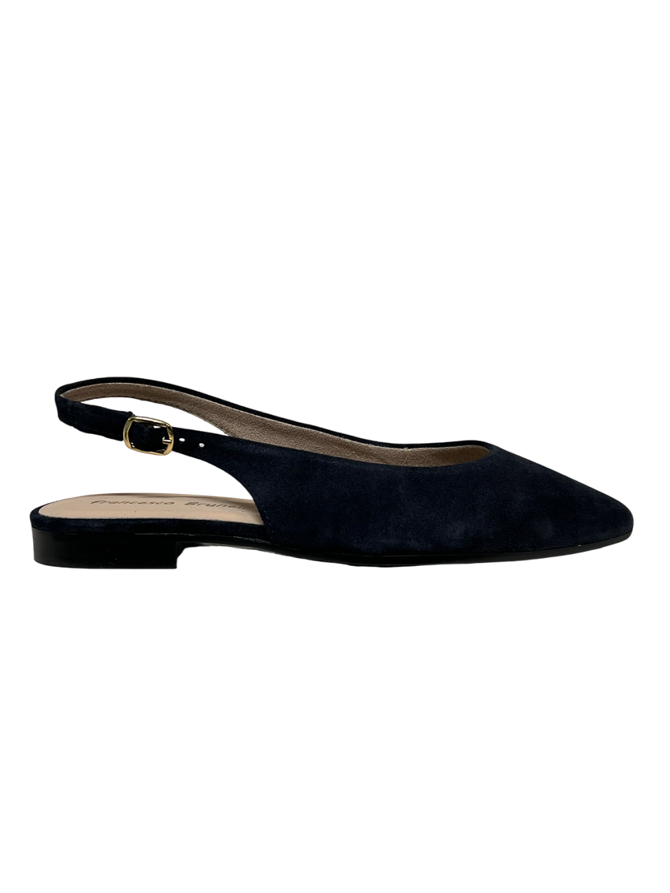 FRANCESCO BRUNELLI slingback donna a punta camoscio blu 5100 100% pelle