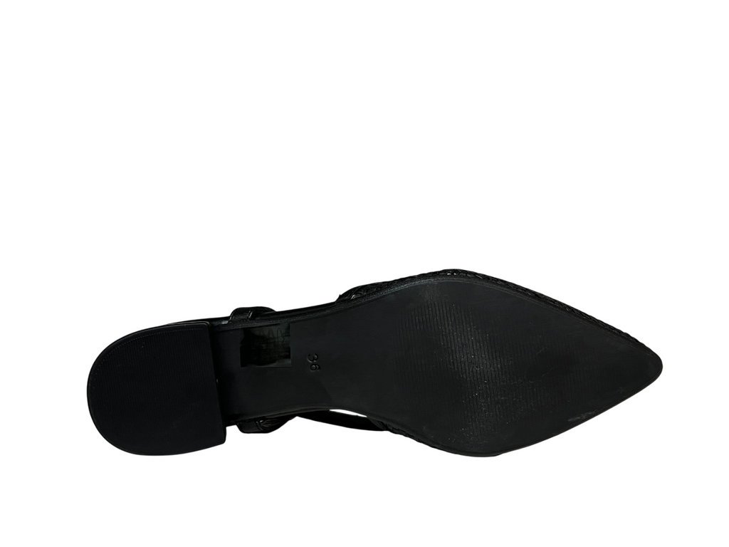 FRANCESCO BRUNELLI slingback donna a punta nera 5115 100% pelle