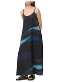 HUMILITY abito svasato stampa blu/azzurro tye&dye BACHIRA-T MADE IN ITALY