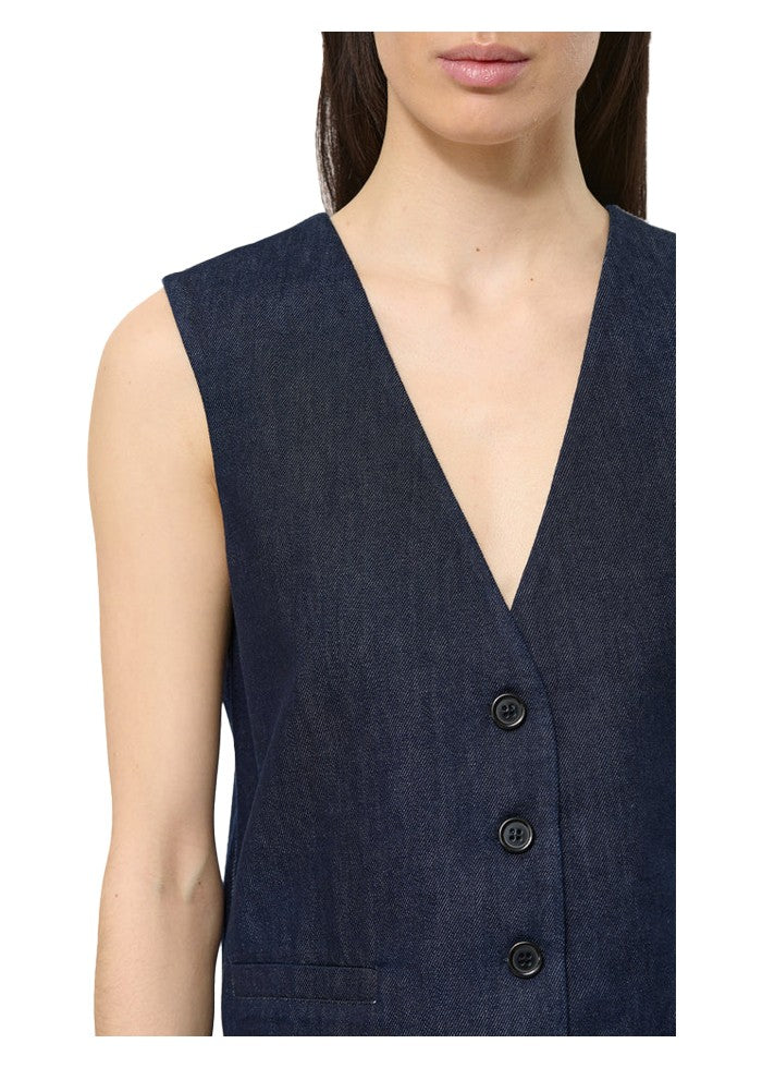 HUMILITY gilet donna jeans blu scuro BEJA -D 100% cotone