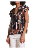 LA FEE MARABOUTEE blusa donna fantasia nero/coccio LAMIYA-O MADE IN ITALY