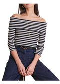 LA FEE MARABOUTEE t-shirt donna slim righe ecru/blu DLAMA 100% cotone ecologico