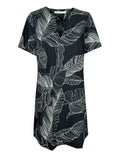 LA FEE MARABOUTEE abito fantasia foglie nero/bianco POMPEI-F MADE IN ITALY