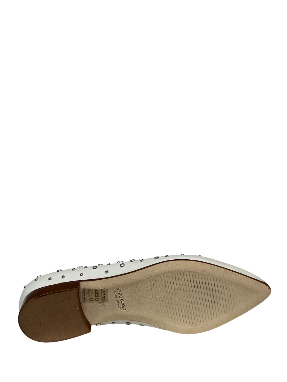 UPPER CLASS ballerina pelle bianca con borchie argento a punta 4101 MADE IN ITALY