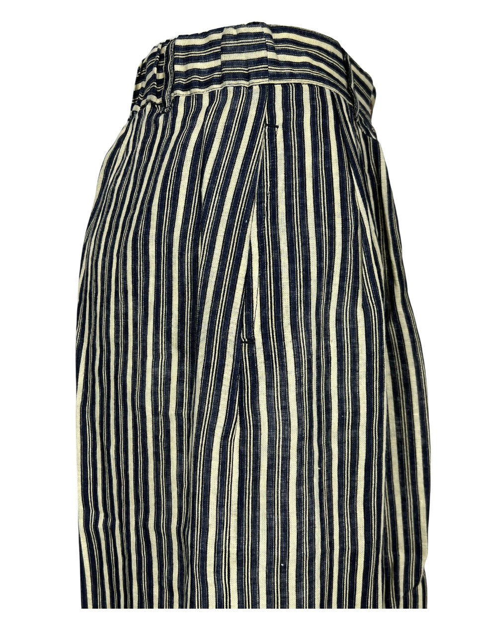 4.10 by BottegaChilometriZero pantalone donna maxi palazzo righe beige/nero/blu DD24657 MADE IN ITALY