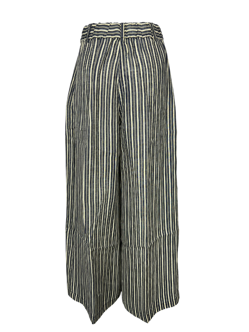 4.10 by BottegaChilometriZero pantalone donna maxi palazzo righe beige/nero/blu DD24657 MADE IN ITALY