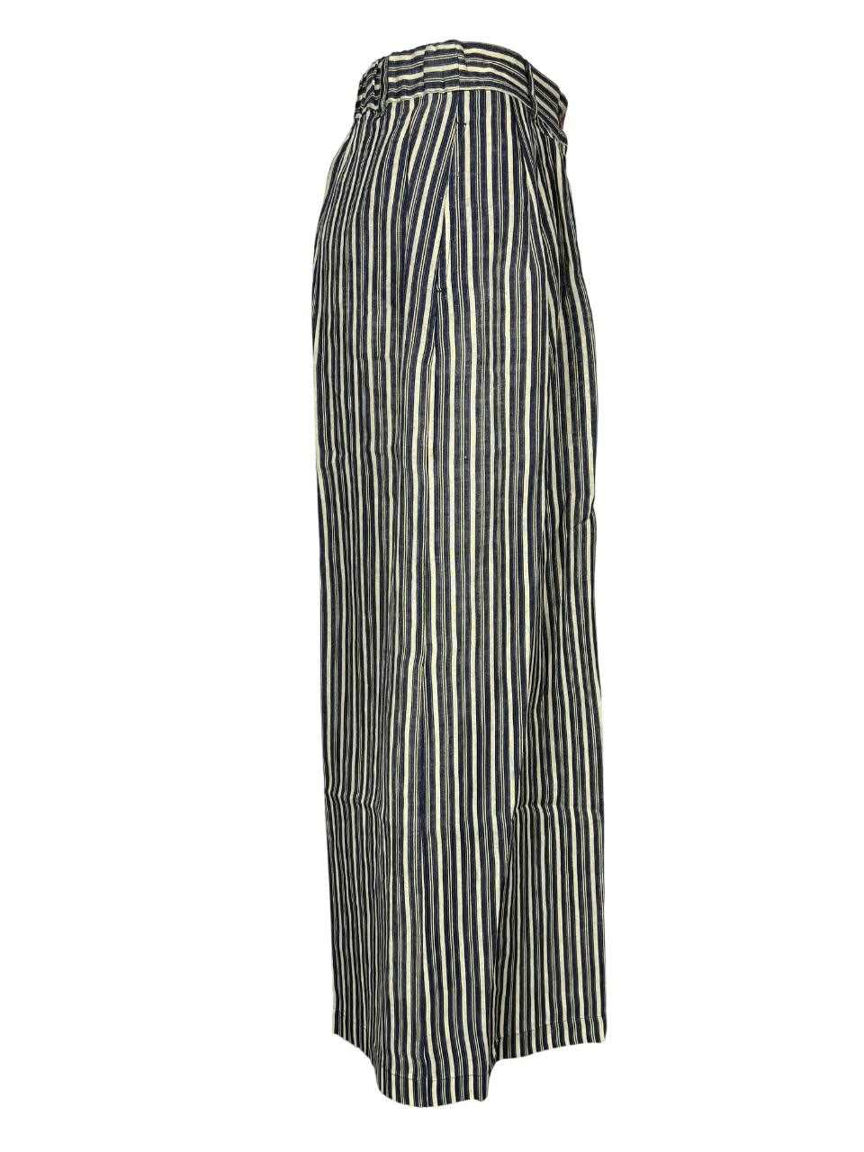 4.10 by BottegaChilometriZero pantalone donna maxi palazzo righe beige/nero/blu DD24657 MADE IN ITALY