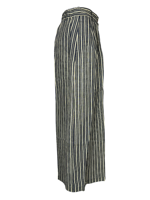 4.10 by BottegaChilometriZero pantalone donna maxi palazzo righe beige/nero/blu DD24657 MADE IN ITALY
