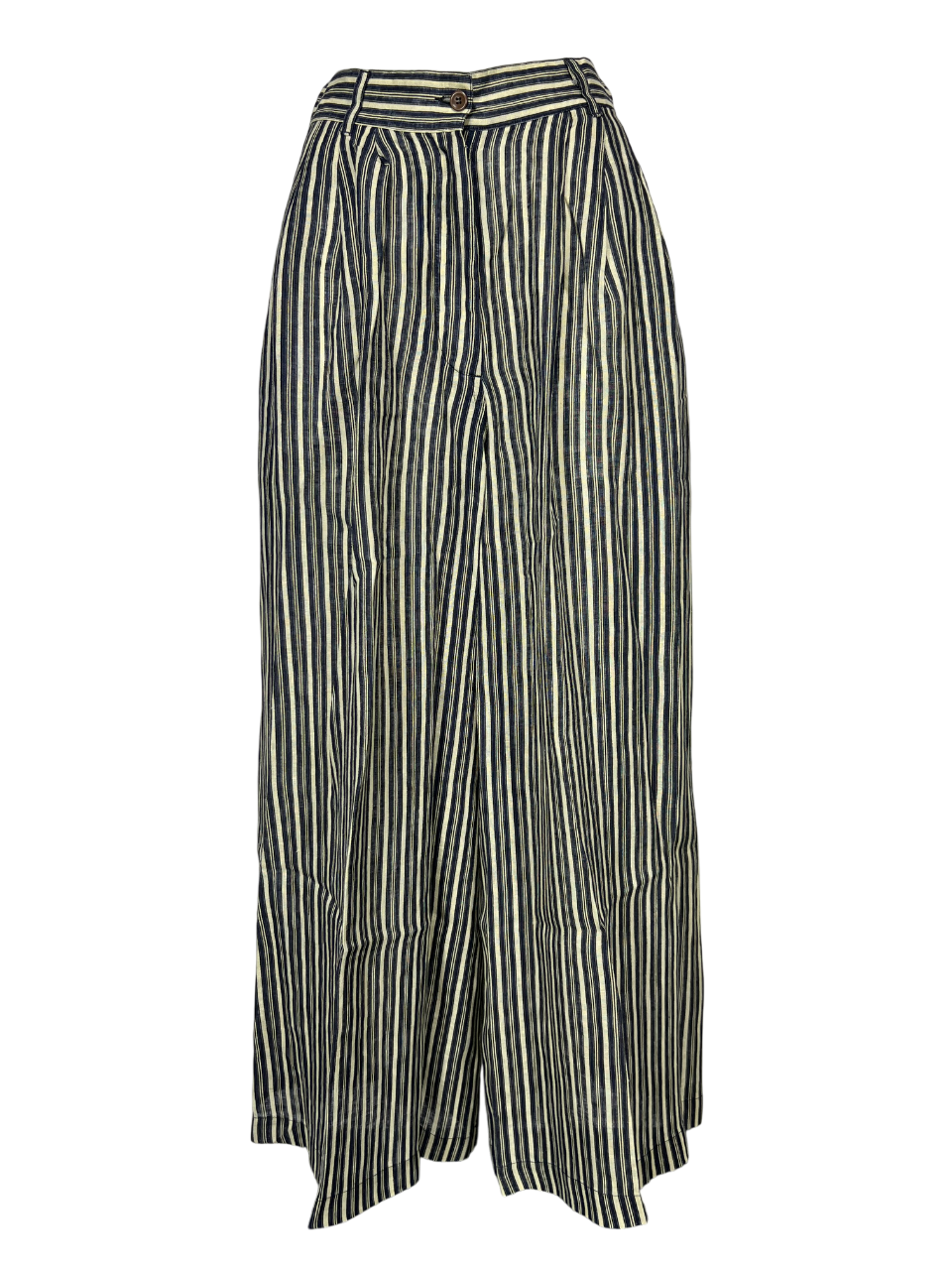 4.10 by BottegaChilometriZero pantalone donna maxi palazzo righe beige/nero/blu DD24657 MADE IN ITALY