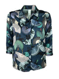 IL THE DELLE 5 camicia donna ottanio/acqua/bianco SPOON VENTAGLI MADE IN ITALY