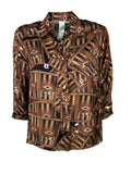 IL THE DELLE 5 camicia donna marrone/beige/nero SPOON BACKGAMMON MADE IN ITALY
