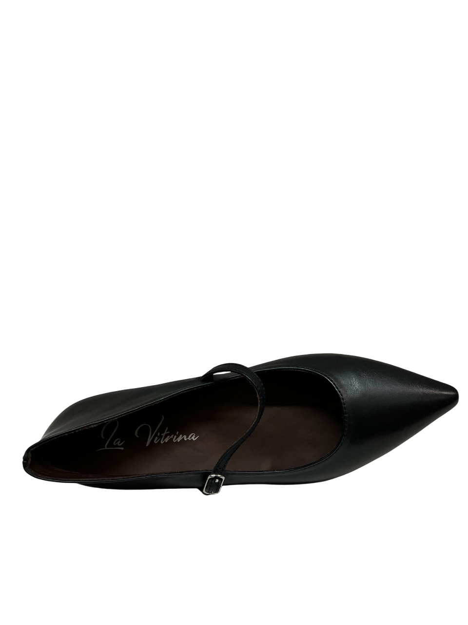 LA VITRINA Ballerina Donna Nappa Nera a Punta con Cinturino TROPEA – 100% Pelle