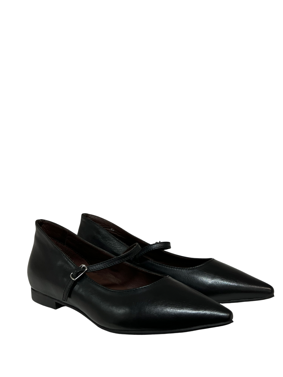 LA VITRINA Ballerina Donna Nappa Nera a Punta con Cinturino TROPEA – 100% Pelle