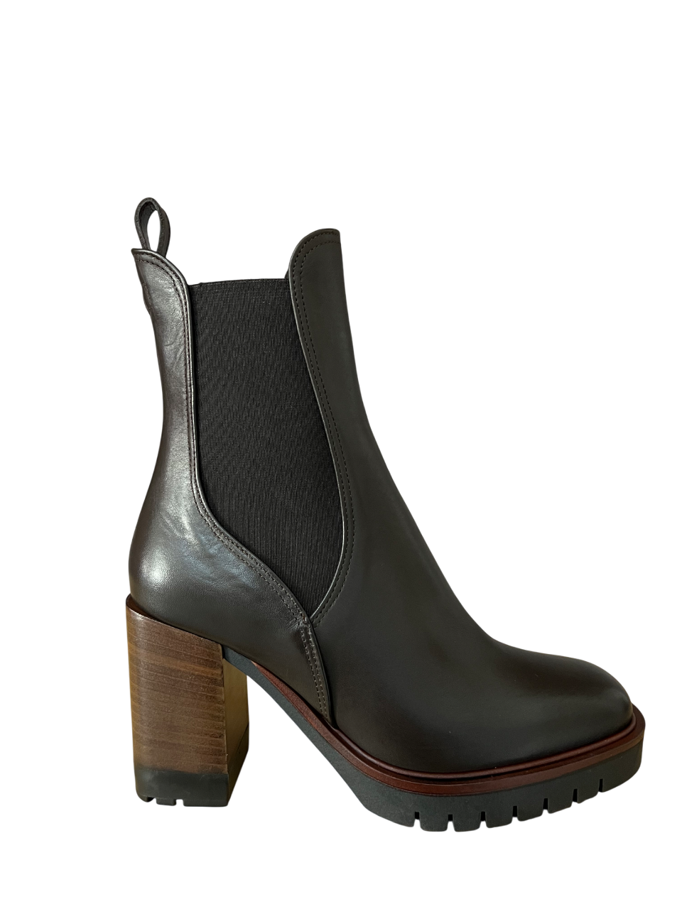 LORENZO MARI Stivale Basso Donna Pelle Marrone Elastico Laterale Tacco 8cm ALICE