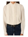 MAISON HOTEL Camicia Donna Ecru Cotone Sangallo Manica Lunga BELLA CARELLES