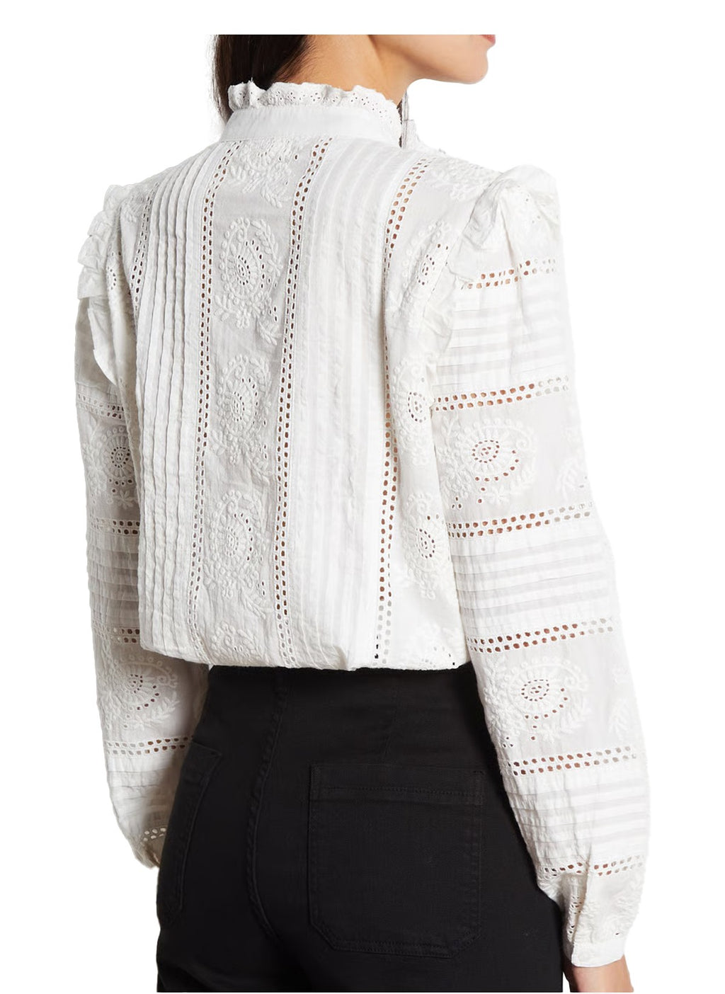 MAISON HOTEL Camicia Donna Pizzo Avorio Cotone Manica Lunga DELPHINE HAMLET