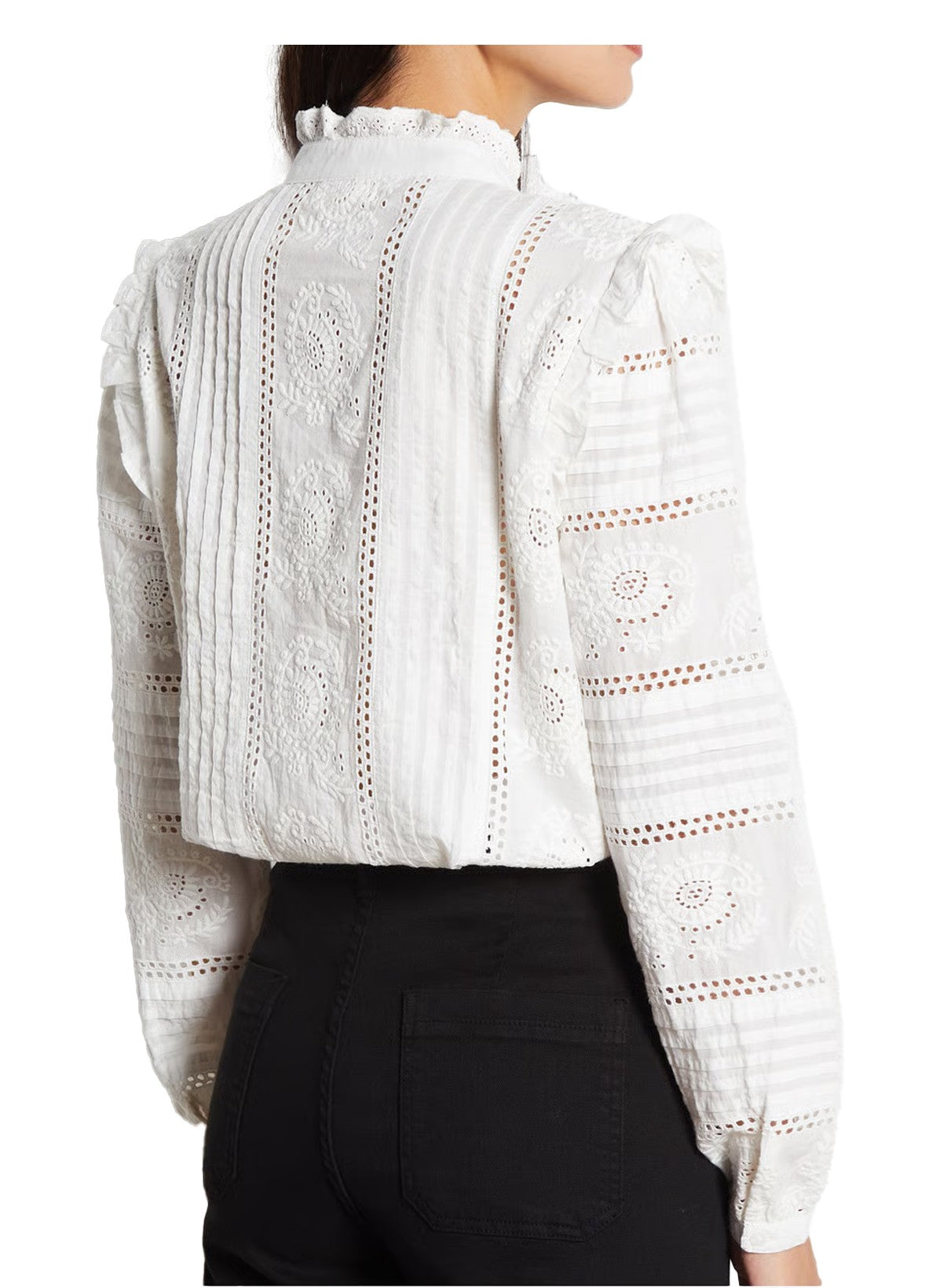 MAISON HOTEL Camicia Donna Pizzo Avorio Cotone Manica Lunga DELPHINE HAMLET