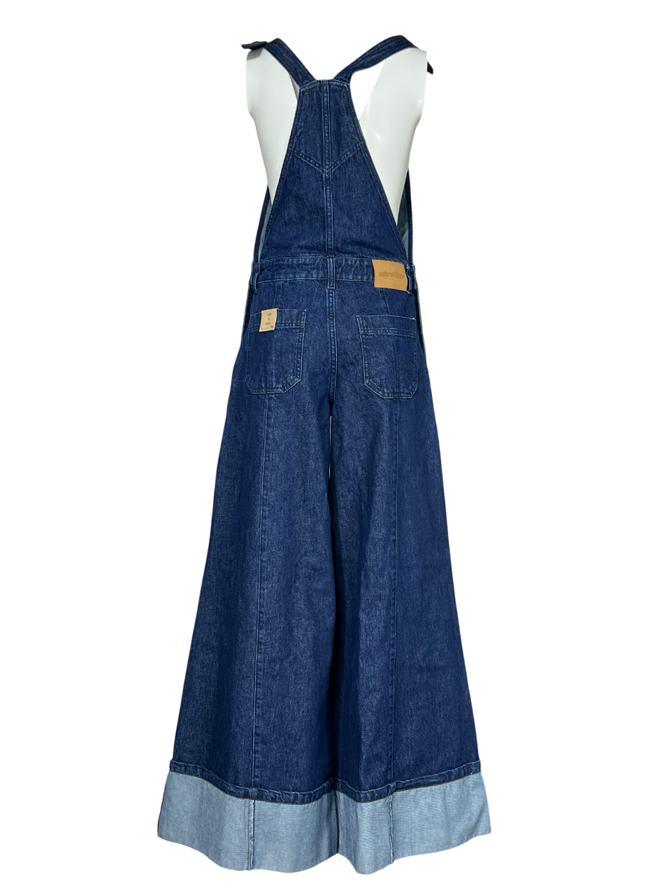 NOIR ’N' BLEU Salopette Donna Denim Stone Washed Gamba Larga ALBA Made in Italy