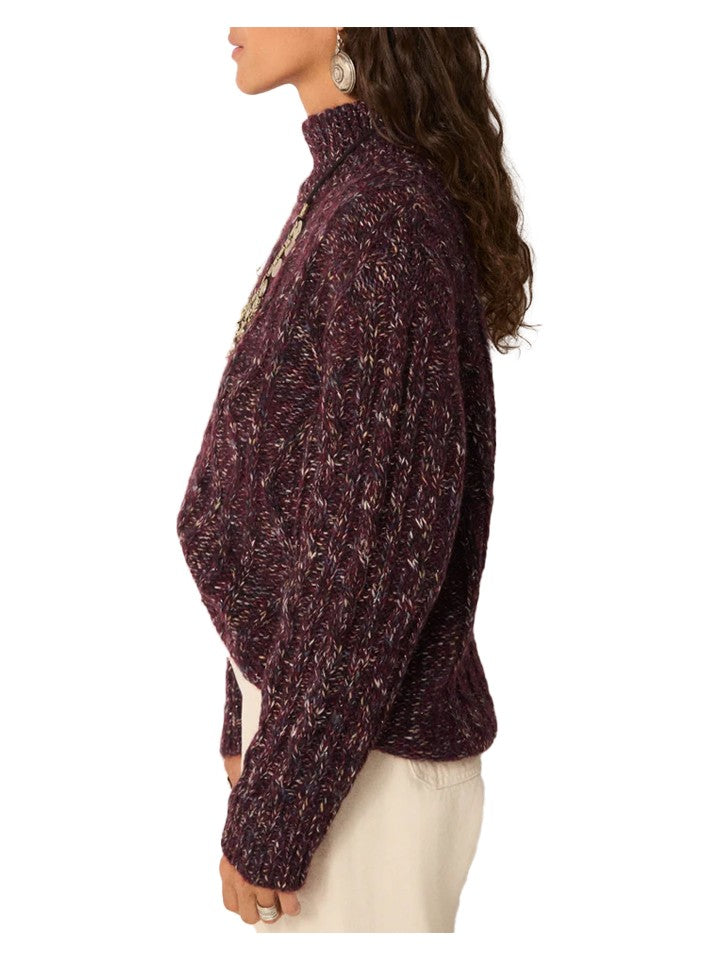 Maison Hotel BOBBY HELSINKI Maglia Donna Lupetto Bordeaux Mélange Blu/Avorio 60 cm