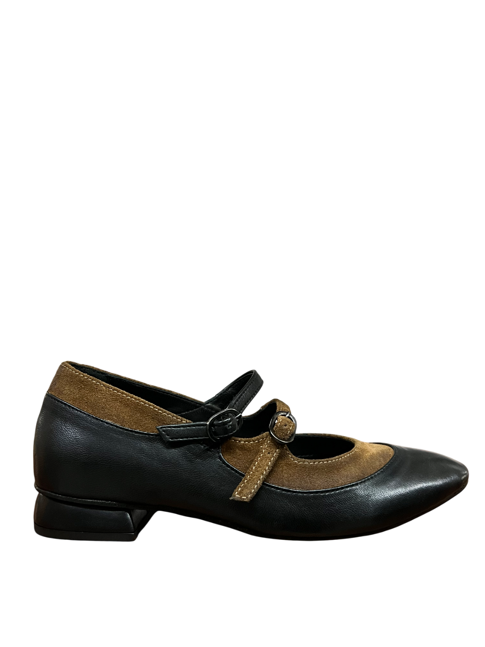 KUDETA’ 524103 Scarpa Donna Nera in Pelle – Dettagli Camoscio Biscotto, Tacco 2 cm, Made in Italy