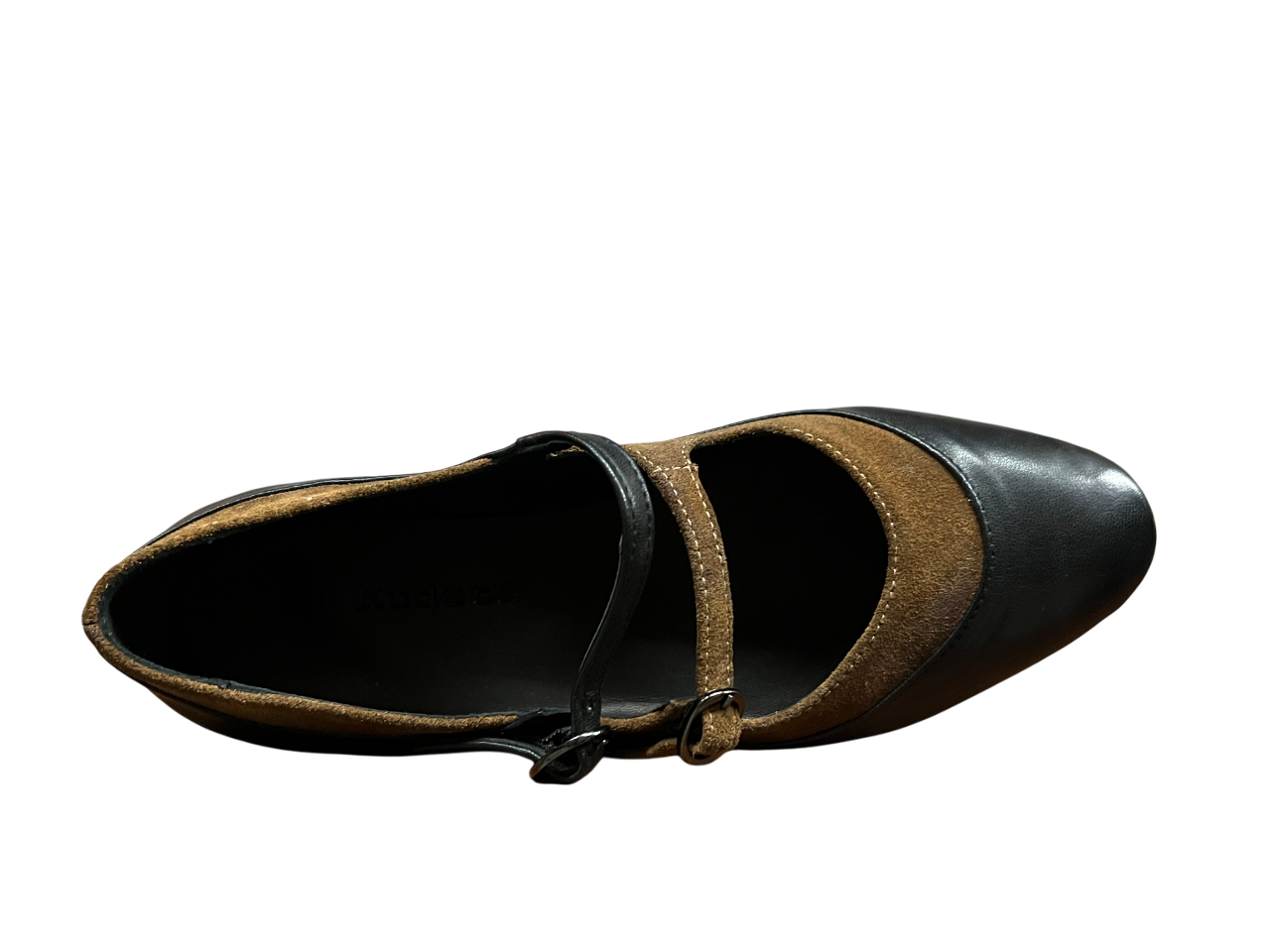 KUDETA’ 524103 Scarpa Donna Nera in Pelle – Dettagli Camoscio Biscotto, Tacco 2 cm, Made in Italy