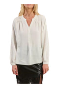 MOLLY BRACKEN G758DN – Camicia donna avorio fluida, collo tunisino con scollo a V