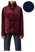 RIHUNIK giacca donna corta velluto liscio stretch con jersey blu RIW293J EVE