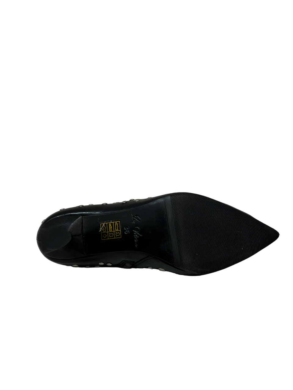LA VITRINA “PORTO CERVO” – Stivale basso in pelle nero con applicazioni argento (tacco 5 cm)