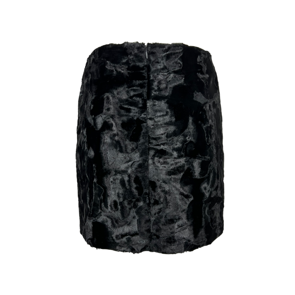 OTHERWISE by JUSTMINE OABGO0025-0512 – Minigonna eco astrakan nera con zip dietro (40 cm)