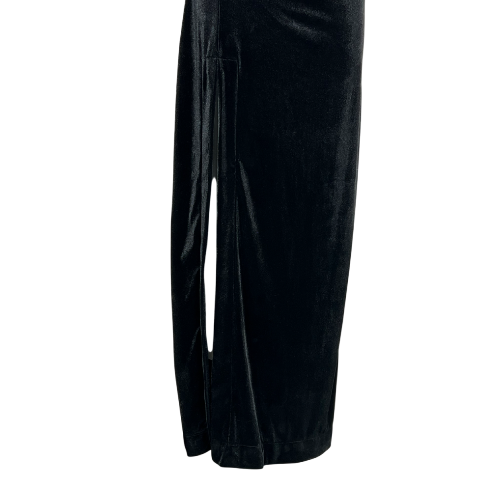 OTHERWISE by JUSTMINE JABAB0025-0507 – Abito lungo nero in jersey velluto con drappeggio e spacco (slim)