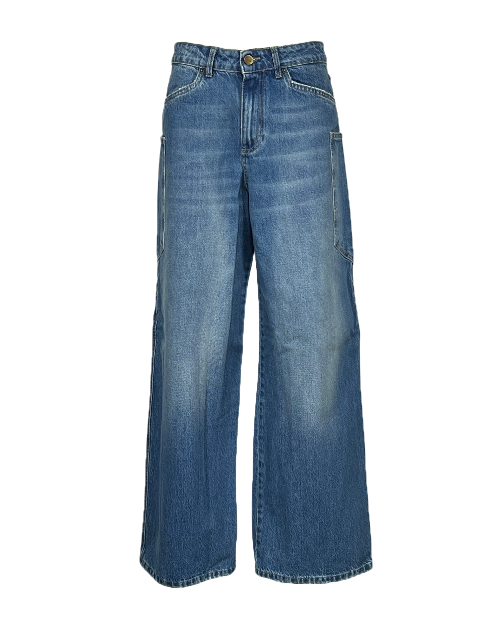 NOIR 'N' BLEU MIA L-312 jeans baggy donna vita alta tasconi – denim chiaro