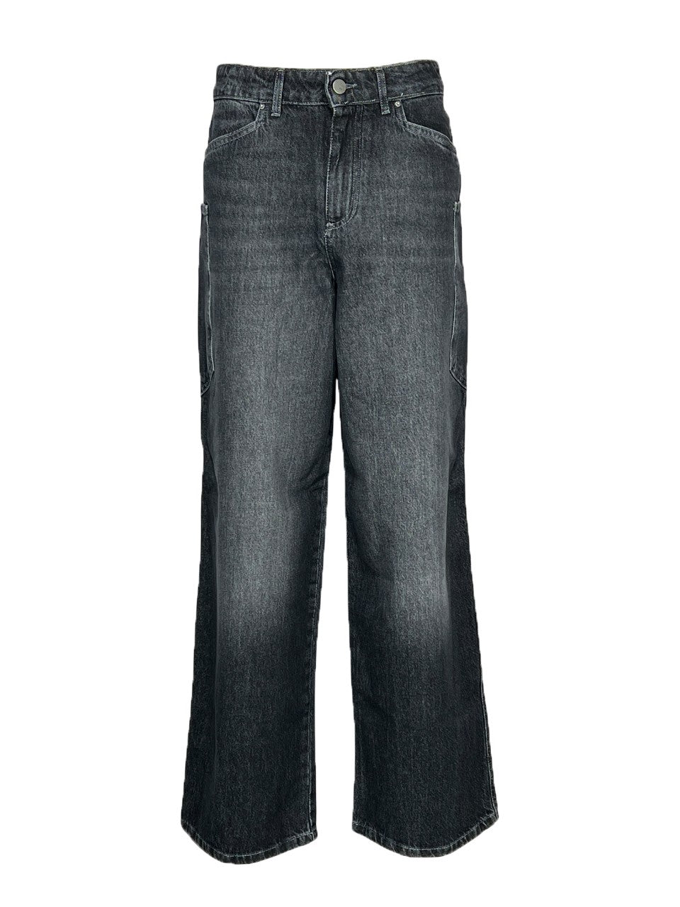 NOIR ’N’ BLEU MIA L-2 – Jeans baggy nero scolorito vita alta con tasconi