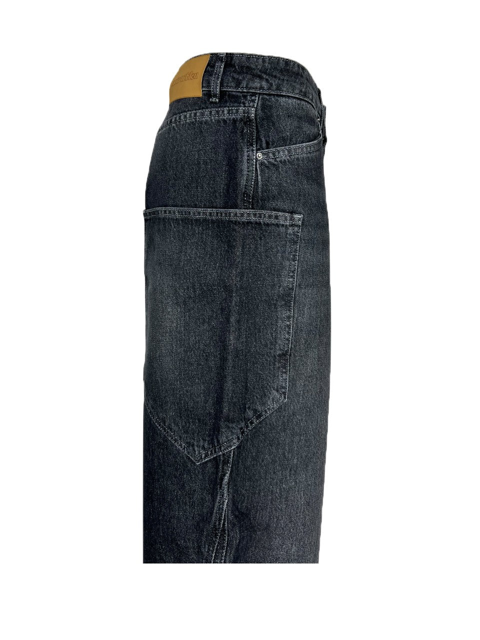 NOIR ’N’ BLEU MIA L-2 – Jeans baggy nero scolorito vita alta con tasconi