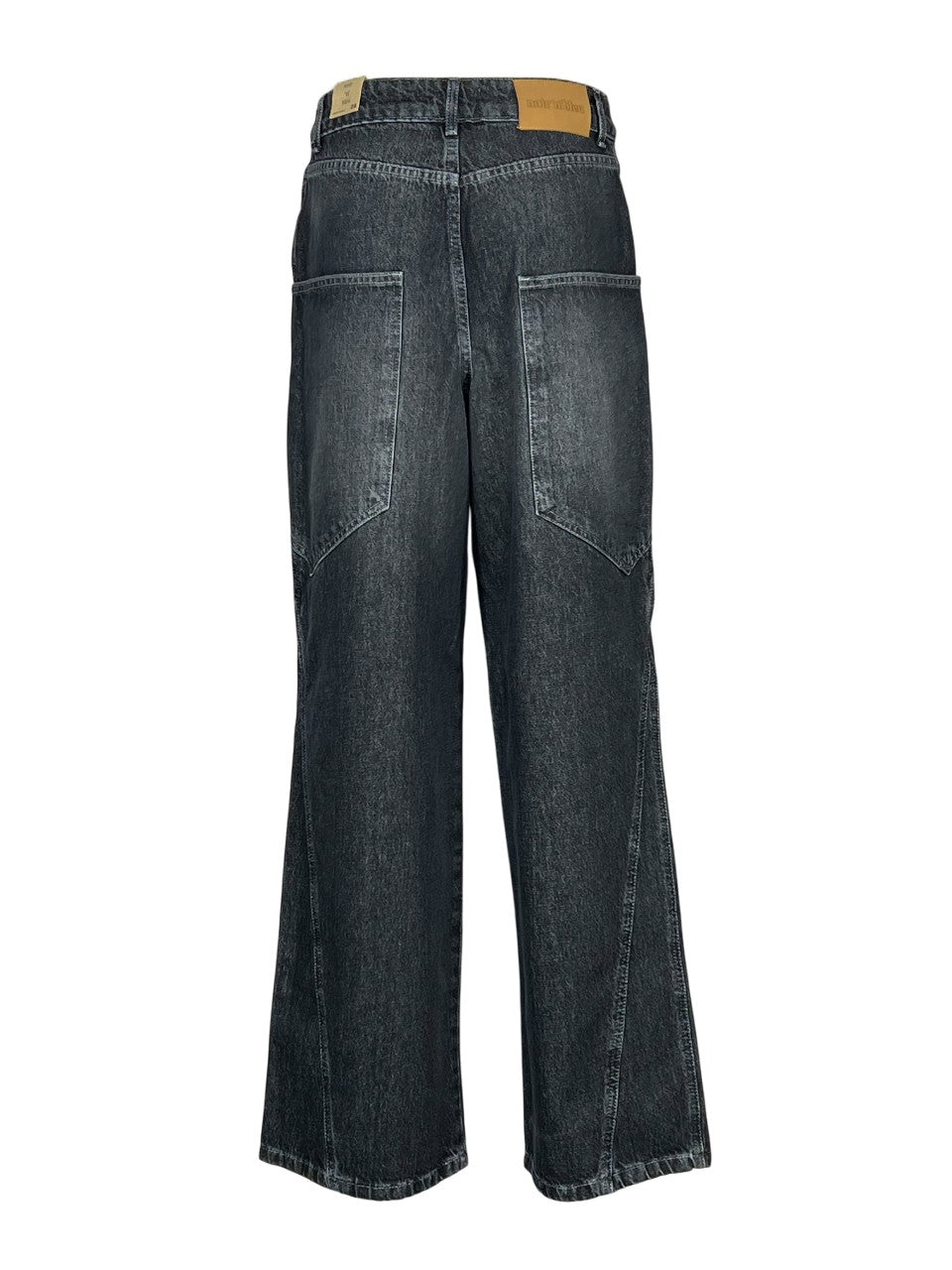 NOIR ’N’ BLEU MIA L-2 – Jeans baggy nero scolorito vita alta con tasconi
