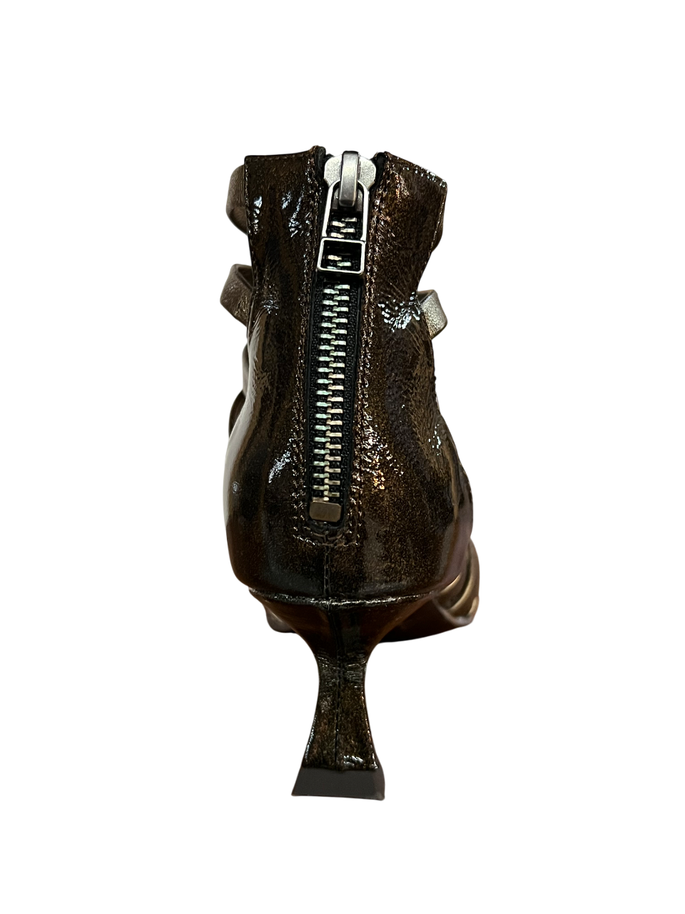 LA VITRINA VENEZIA NAPLACK – Scarpa donna bronzo in pelle con zip dietro tacco 5 cm Made in Italy