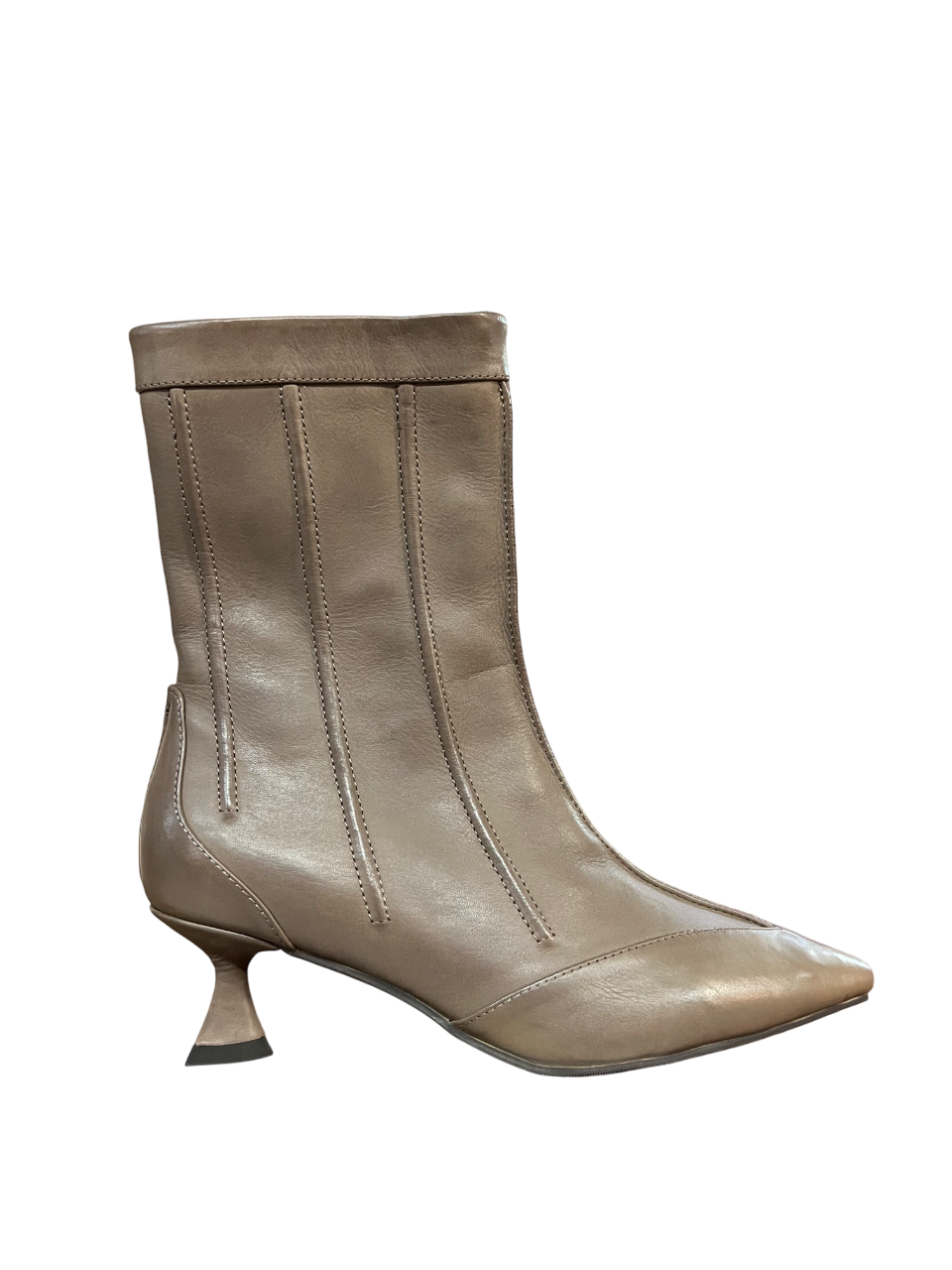 LA VITRINA PISA – Stivale basso donna in pelle fango con zip laterale e tacco 5 cm