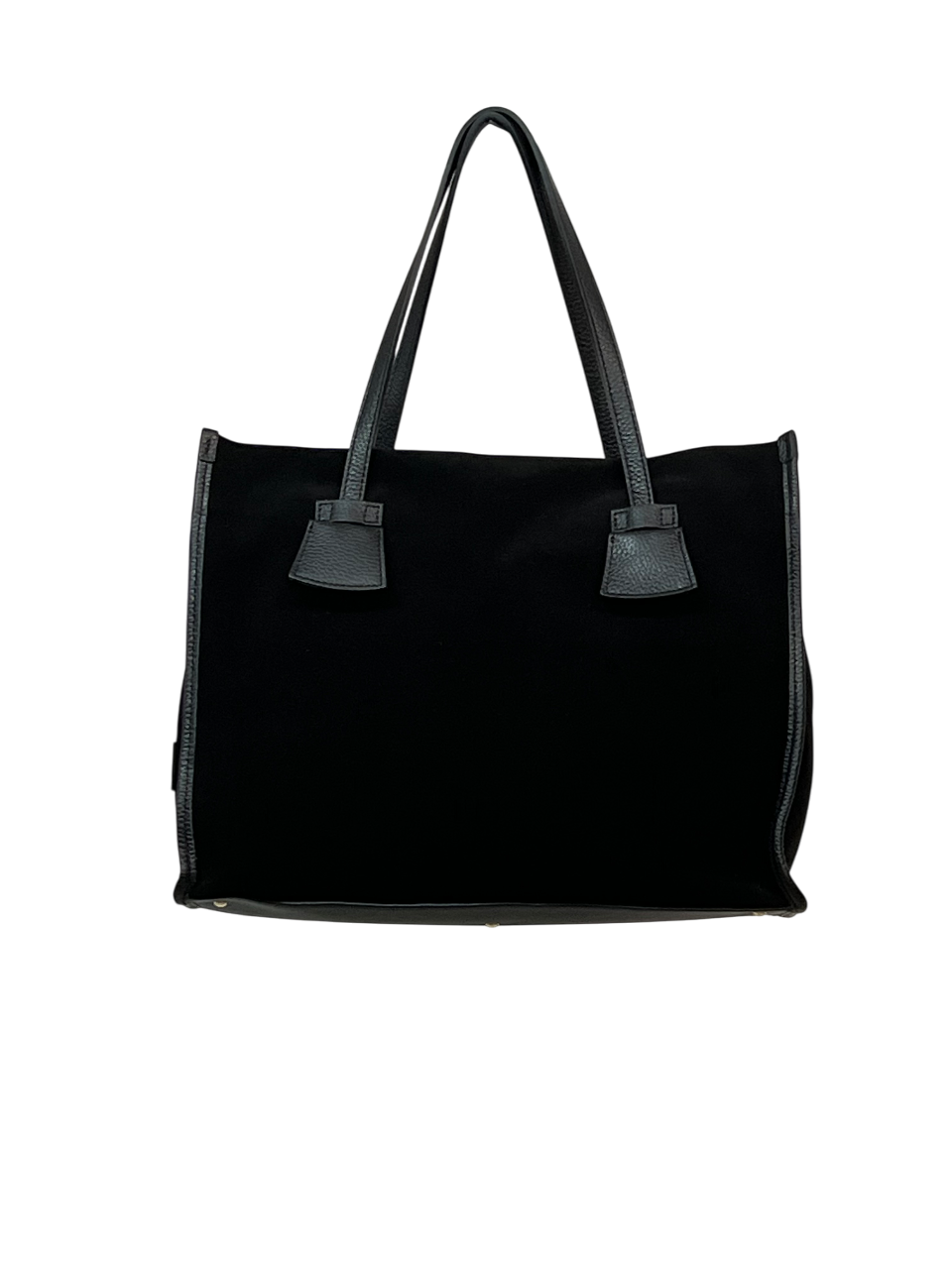RIPANI Alda Tote Bag L I621ON – Borsa in camoscio e pelle nera (Made in Italy)