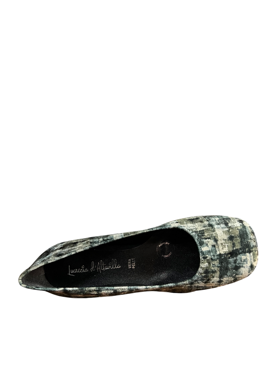 LUCREZIA D’ALTAVILLA Scarpa Donna in Velluto Stampato Punta Quadra NETTUNO con Soletta Memory – Made in Italy