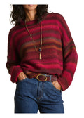 La Fee Maraboutee TRESIA maglia donna oversize lana vergine righe rosso Made in Italy 55 cm