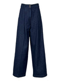 4.10 by BottegaChilometriZero Pantalone Donna Jeans Scuro Vita Alta Palazzo DD25353 “PIANETA” – Cotone Riciclato