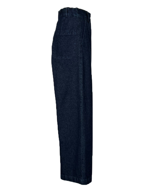 4.10 by BottegaChilometriZero Pantalone Donna Jeans Scuro Vita Alta Palazzo DD25353 “PIANETA” – Cotone Riciclato